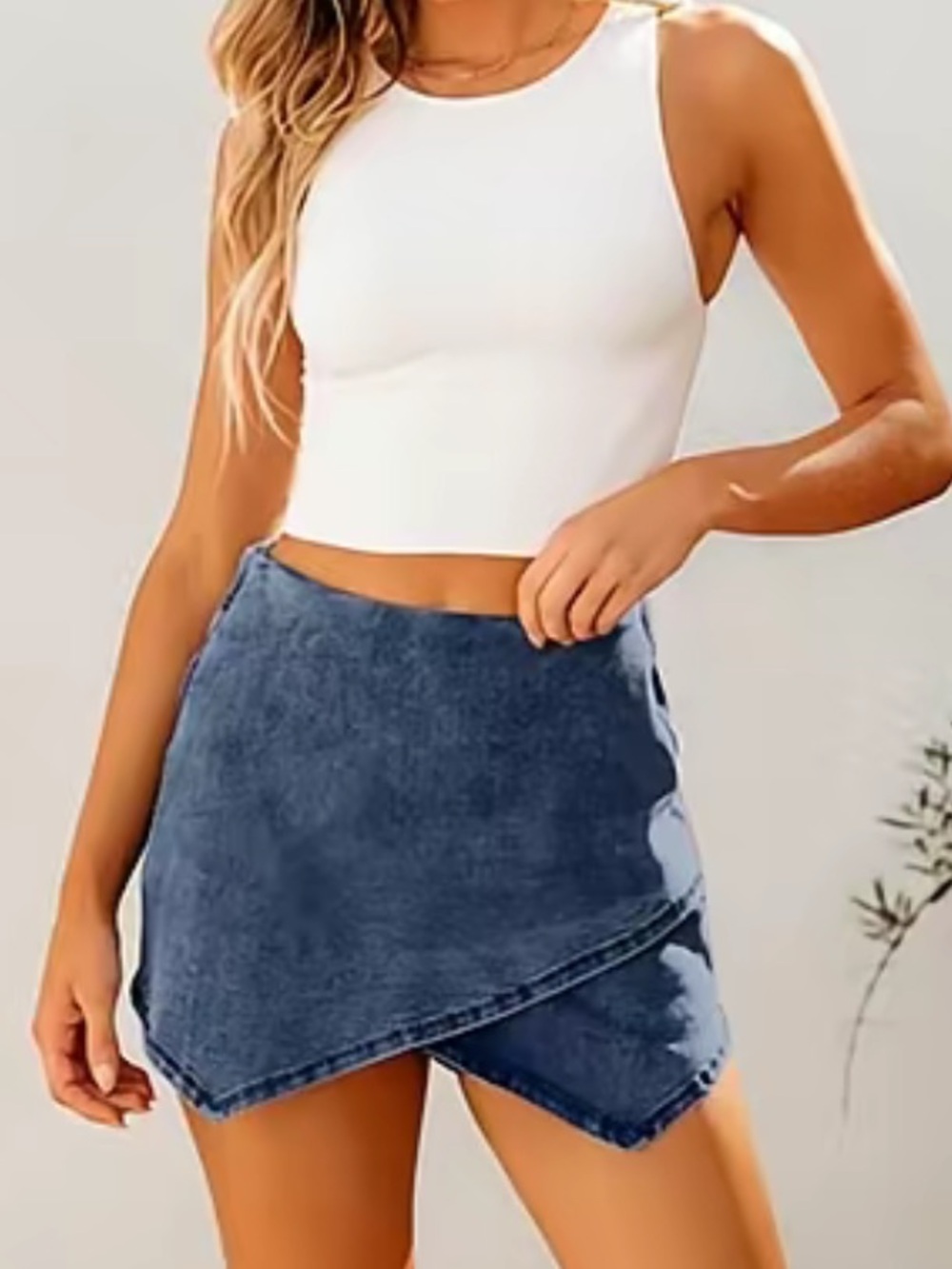 NWT Women's Black Asymmetrical Denim Skort - Picture 4 of 6